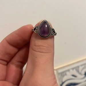 Size 8 Amethyst Ring - sterling silver crystal ring